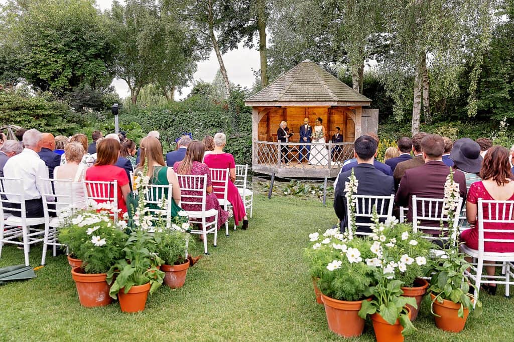 Guests Seated for Garden Ceremony at South Farm 