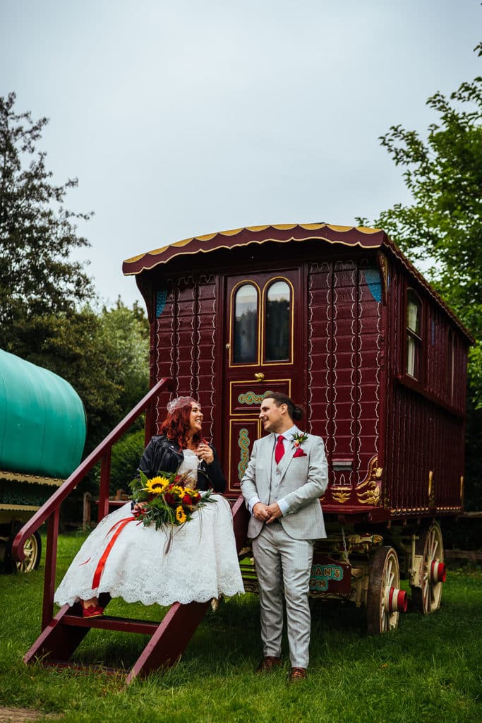 Bride-Groom-Rustic-Romany-Wagon-Unique-Wedding-Venue-