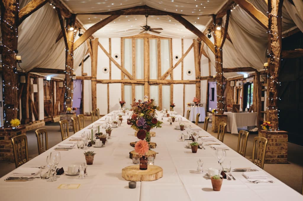 Intimate Barn Wedding Table setting