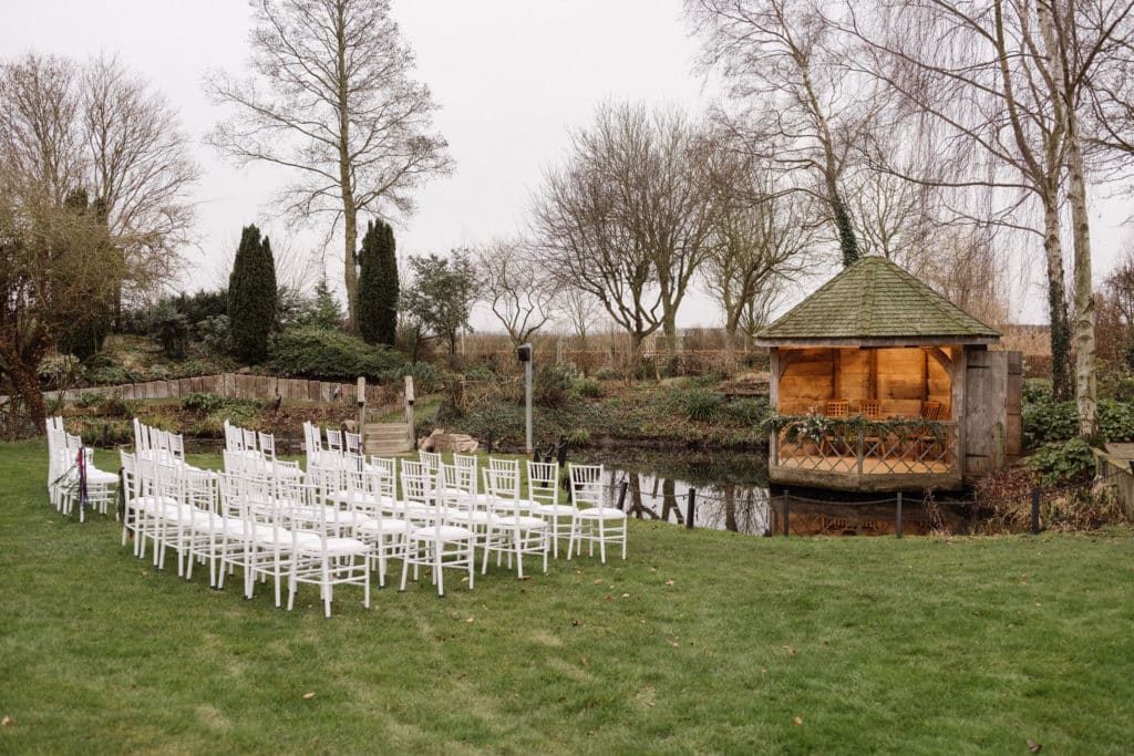 Garden set for Ceremony at Countryside wedding venue