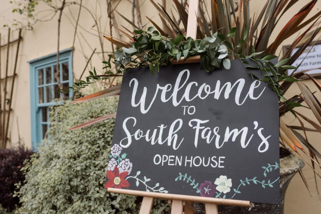 Welcome sign at South Farm Wedding Venue
